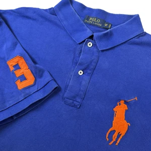 Polo Ralph Lauren Men's 3XB Big Royal Blue Polo Shirt Orange Pony Logo - Picture 1 of 7