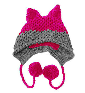 Fox Ears Beanie Winter Warm 100% Handmade Knit Hats