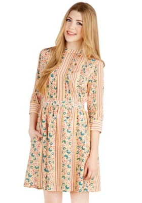 LAUREN MOFFATT 2/S Anthropologie шелк цветочный платье рукава желтый синий новый без ЯРЛЫКОВ - Изображение 1 из 4