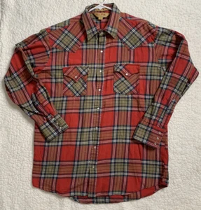 Vintage Big Mac Mens Flannel Western Plaid Pearl Snap Shirt Size LT - Picture 1 of 7