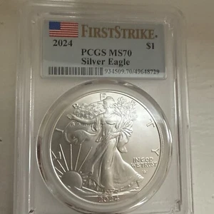 2024 $1 Silver Eagle Dollar Coin 1oz PCGS MS70 - Picture 1 of 4