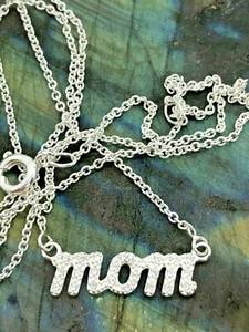 "Collana mamma pietra preziosa scintillante argento sterling NVC 1 mm 18,5" - Foto 1 di 8