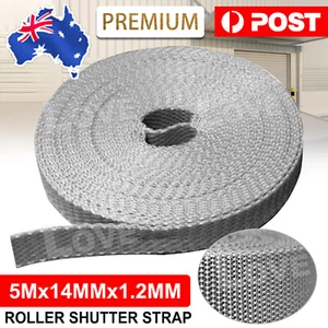 14mm Roller Shutter Strap for Winder Box 5 Metres Width Durable Repair Grey DIY - Picture 1 of 8
