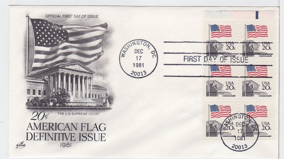 TurtlesTradingPost- American Flag Supreme Court 1981- FDC #1894a- Artcraft Bklt - Image 1 of 1