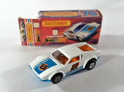 Matchbox Superfast No. 8 De Tomaso Pantera — винтажный литой автомобиль 1:64 с коробкой D16 - Изображение 1 из 4