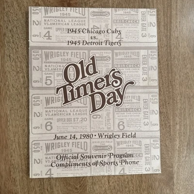 2X Signed 1980 Chicago Cubs vs Detroit Tigers Old Timers Day Program - Image 1 of 4