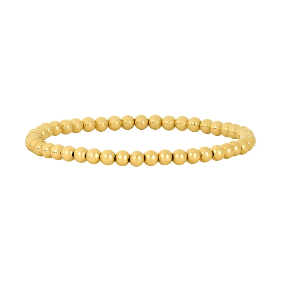 14K Yellow Gold Filled 4mm 6.50" Stretch Bead Bracelet - Image 1 of 1