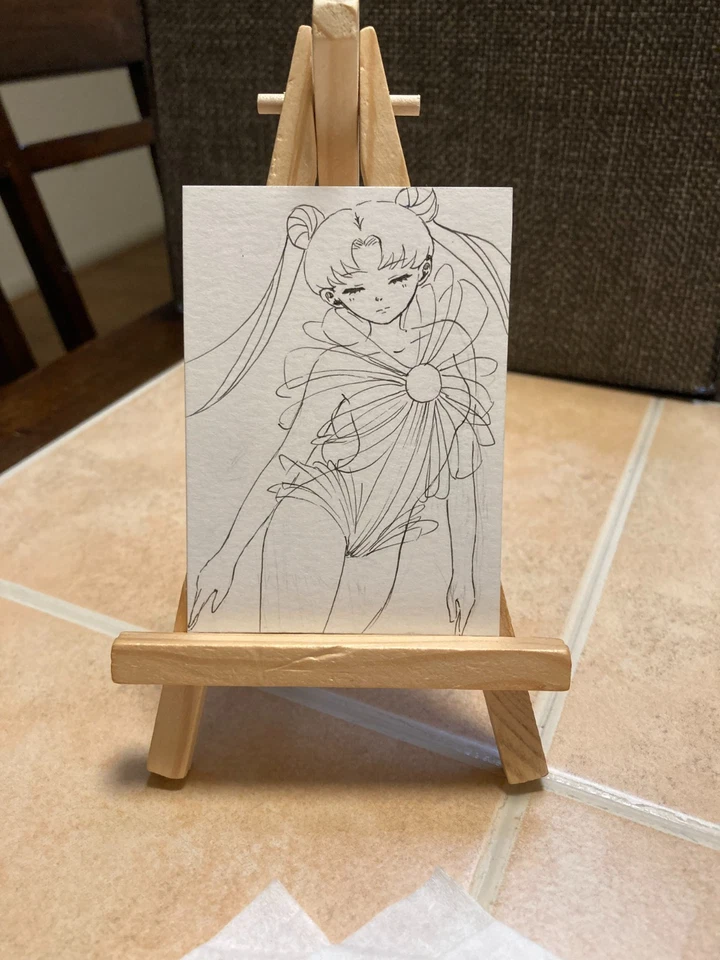 Tarjeta de arte de pintura original de medios mixtos ACEO personaje ATC Sailor Moon 1 Foto 1 de 1