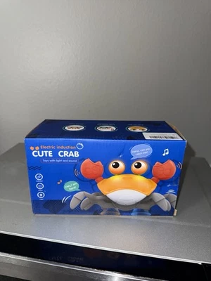 Brinquedo de indução elétrico caranguejo fofo laranja música LED - Imagem 1 de 2