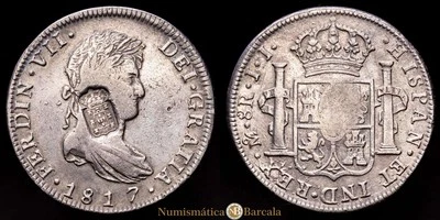  Fernando VII 8 Reales (26,82g) 1817 México J·J KM-440,15 MBC+ Foto 1 de 3