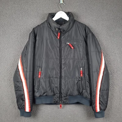 Vintage ARMANI JEANS Jacket Men L Large 40 Black Bomber Puffer Quilted Insulated - Image 1 of 4