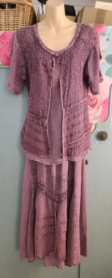 Conjunto de 2 blusa y falda rosa oscuro CHIC SOUL LONDON - UK S/M (NUEVO CON ETIQUETAS) Foto 1 de 4