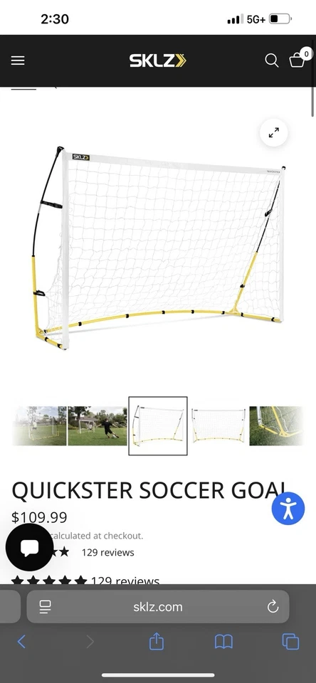 Gol de futebol SKLZ Quickster, portátil para campo de quintal, 8x5 pés - Imagem 1 de 1
