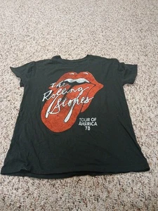 VTG Logo Rolling Stones Blk T-Shirt, Large 1978 Tour Of America~NICE!! Black S/S - Picture 1 of 6