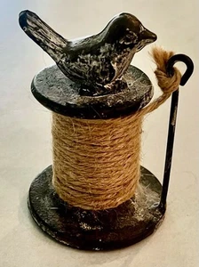 Cuerda de cáñamo cuerda soporte carrete pájaro hierro fundido 4,5" x 3” - Imagen 1 de 6