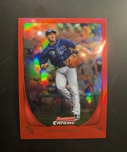 2011 Bowman Chrome - Evan Longoria #95 Red Refractor 1/5 - Picture 1 of 2