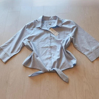 Nuevo Chico's Talla 3 XL 16 Camisa de Vestir con Botones Corbata Cintura Negocios Informal Top Corto Foto 1 de 4