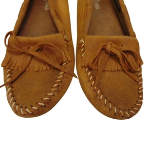 Minnetonka 593 Wildleder-Fahrmokassins Damen 10 hellbraun — neu ohne Etikett • hergestellt in den USA - Bild 1 von 11