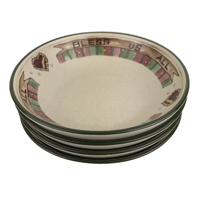 Boyds Bearware Pottery Works Soup Cereal Bowl "Bless Us All" Hearts 7.75" 2001 - Image 1 of 4