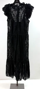 GENERATION LOVE feminines schwarzes Midikleid mit bestickten Ösen Größe S - Bild 1 von 6