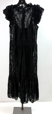 Vestido midi GENERATION LOVE femenino negro bordado ojales talla S Foto 1 de 4