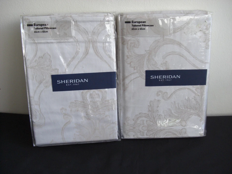 Sheridan Foley European Tailored Pillowcases Wheat 65cm x 65cm New 1 Pair - Image 1 of 4