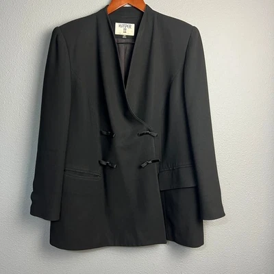Chaqueta Blazer Kasper II A.S.L Negra Elegante Talla Grande 14W Detalle de Lazo Carrera Foto 1 de 4