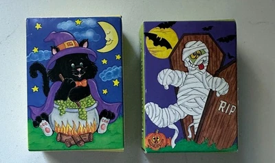 Halloween 24 Piece Jigsaw Puzzle Lot Vintage 90s Black Cat Kitten Witch & Mummy - Image 1 of 3