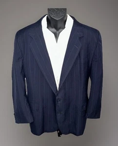 Oleg Cassini 50R Navy Two Button Pin Strip Jacket Blazer - Picture 1 of 6
