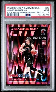 💥2023 Hoops Premium Stock Jaime Jaquez Jr City Edition Red Seismic /99 Psa 9!💥 - Picture 1 of 3