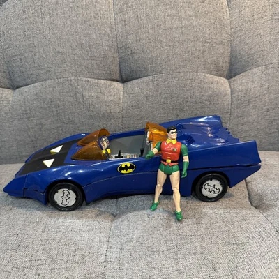 Винтажный 1984 Kenner Super Powers Бэтмобиль Автомобиль с Робином - Изображение 1 из 4