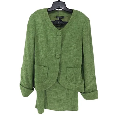 Conjunto de traje falda blazer tweed verde Lafayette 148 New York para mujer talla 14 Foto 1 de 4