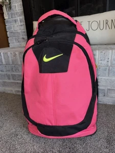 NIKE CHILD ROLLING BACKPACK FOR HIKING, TRAVEL, COMMUTER & SCHOOL BAG Neon Pink - Picture 1 of 10