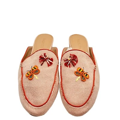 Talbots Mules Para Mujer Talla 10.5 Ryan Mariposa Bordada Naranja Libélula Toboganes Foto 1 de 4