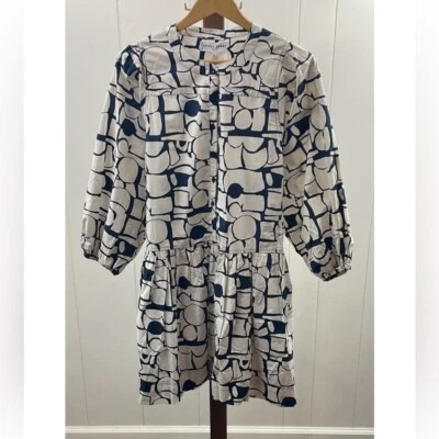 Apiece Apart NWT Piet Mini Shirt Dress Geometric Print Women's 2X - Image 1 of 4