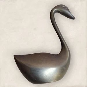 Solid Brass Swan Goose Bird Mini Figurine Approx. 2.5” Tall Vintage India - Picture 1 of 5