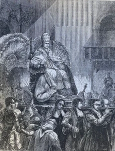 1873 Vintage Magazine Illustration Pope in His Chair of State - Picture 1 of 2