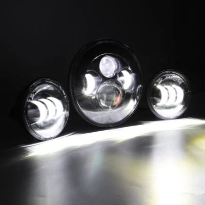 Подходит для Honda Shadow VLX хромированная светодиодная фара 75 Вт 7 дюймов + передние фары 4,5 дюйма - Изображение 1 из 4