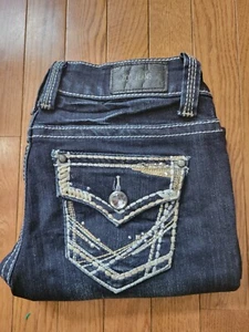 SIZE 9 ZCO JEANS Bling Pocket Dark Wash Capris INVPV1256 - Picture 1 of 4