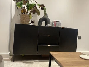 Black Sideboard Cabinet Home Storage Display Cupboard Buffet with Drawers - Picture 1 of 2