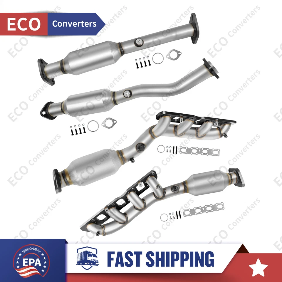 4x Exhaust Manifold Catalytic Converters For 2004-2015 Nissan Titan 5.6L V8 EPA - Image 1 of 4