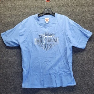 Men's Harley Davidson T-Shirt L Blue O'Tooles Harley Wurtsboro, NY Reflective - Picture 1 of 8