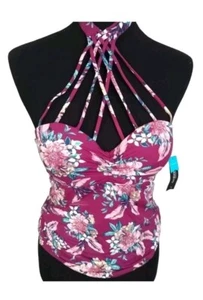 Neu mit Etikett Ambrielle Tankini Damen Blumenmuster Liegestütz Tankini Oberteil Schwimmen Gr. Medium - Bild 1 von 9