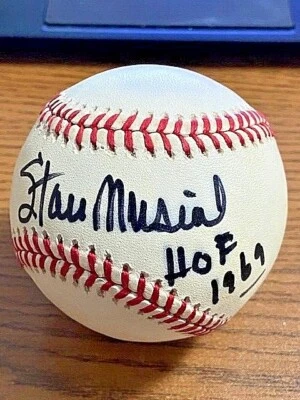 STAN MUSIAL SIGNED AUTOGRAPHED ONL BASEBALL!  Cardinals!  "HOF 1969"! - Image 1 of 2