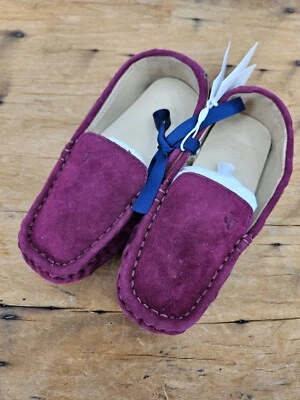 Nuevos Zapatos de Conducción Janie and Jack Gamuza Niños 10 Cuero Borgoña Foto 1 de 4