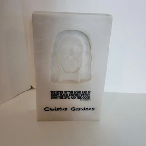 Vintage Christus Gardens 2000 weißer Marmor Jesus Plakette mit Sprüchen 15:3 - Bild 1 von 5