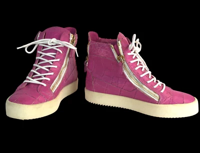 Giuseppe Zanotti женщин 8/38,5 HighTop розовый кроссовки крокодила выбитая обувь Италии - Изображение 1 из 4
