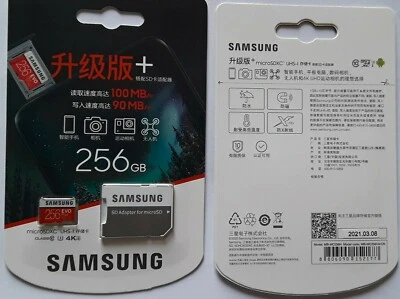 SAMSUNG EVO Plus 256GB Micro SDXC100MB READ SHIPS FAST FROM CALIFORNIA, USA  - Image 1 of 4
