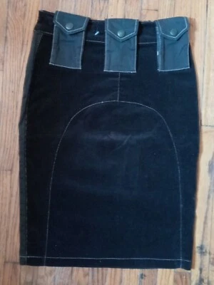 Jean Paul Gaultier Jeans Brown STRETCH Corduroy Pocket Skirt S  - Image 1 of 4