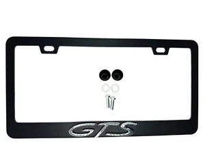 BLACK Emblem License Plate Frame Stainless Steel for Porsche GTS w/ Chrome Logo - Picture 1 of 2
